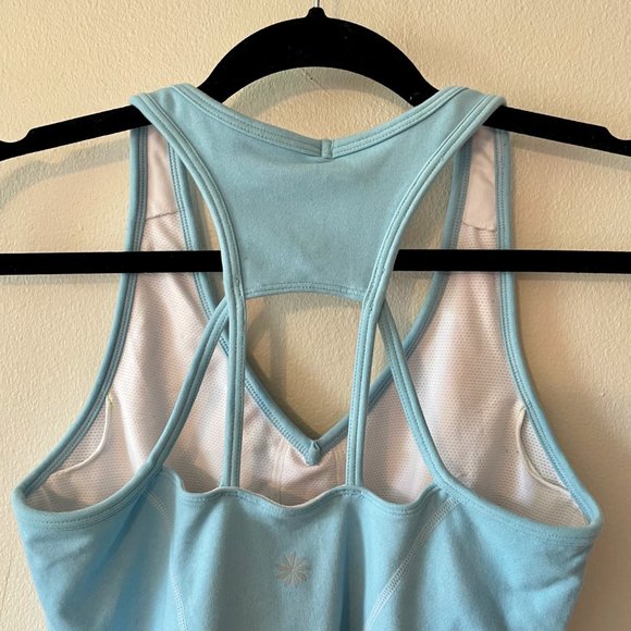 🔥 Athleta | Sky Blue Compressive Racerback Workout/Running Tank Top Sz Small - Picture 6 of 7